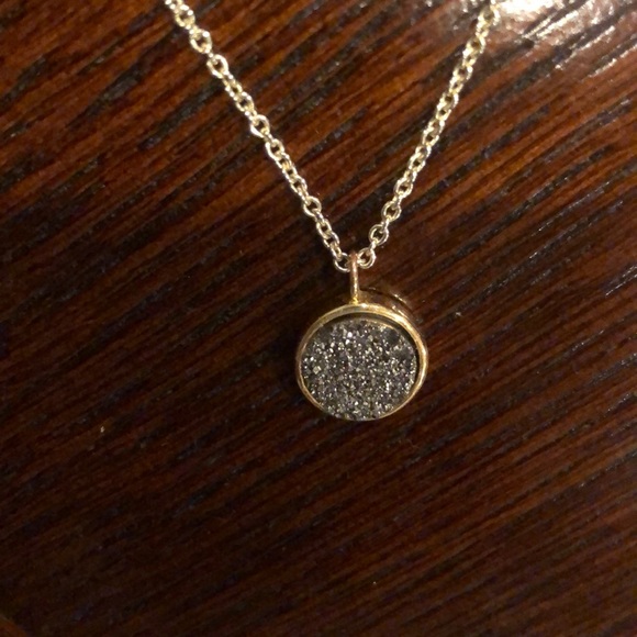 Druzy Charcoal Gray and Gold Necklace - Picture 11 of 15